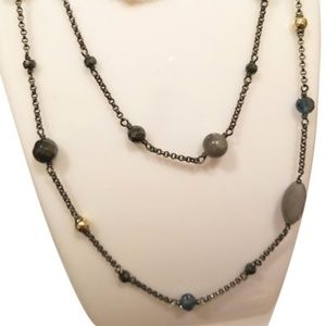David Yurman Grey Silver 18k Long Bijoux Hematite